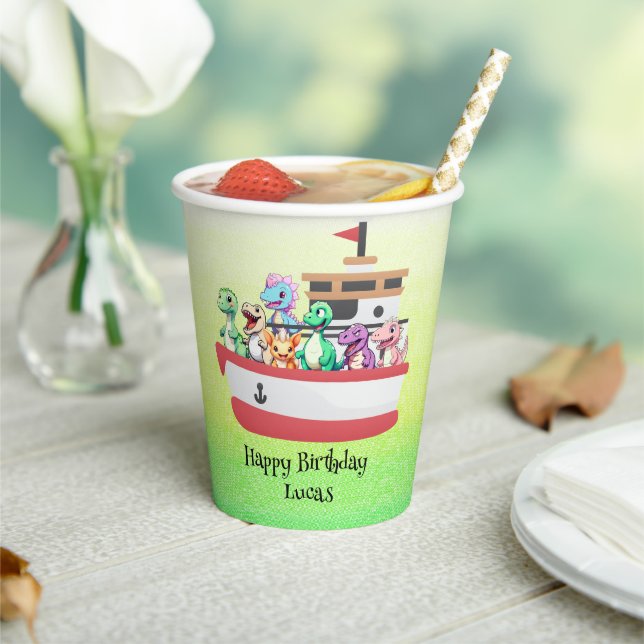 Gobelets En Papier Drôle dinosaure Yacht fête d'anniversaire do-it-yo (Insitu)