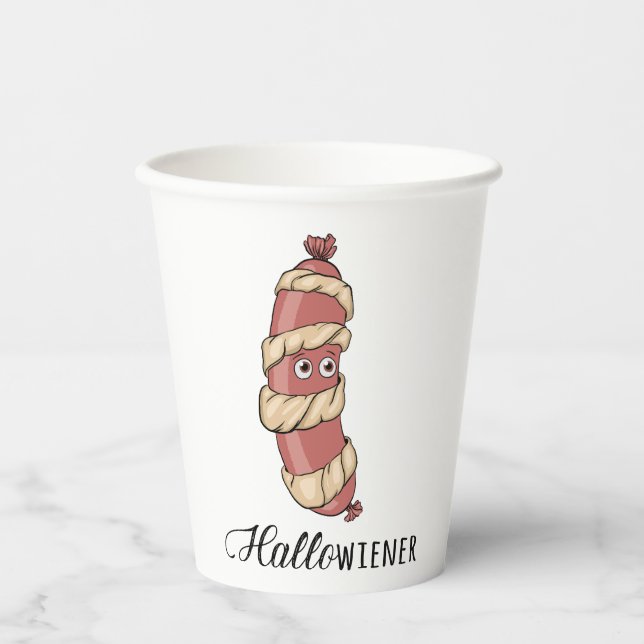 Gobelets En Papier Drôle Halloween Hotdog maman Hallowiener Pun (Recto)