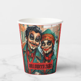 Gobelets En Papier Drôle Halloween maquillage Couple caricature face