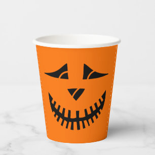 Gobelets En Papier Drôle Orange noir Citrouille visage Halloween