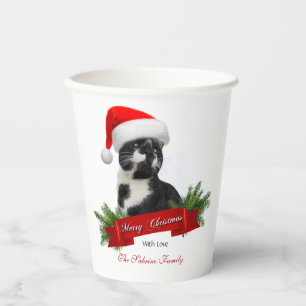 Gobelets En Papier Drôle Sarcastique Chat Santas Casquette de Noël Co