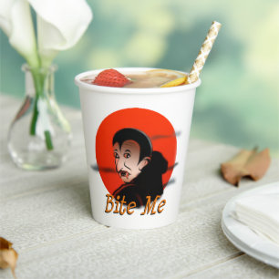 Gobelets En Papier Drôle Sarcastique Halloween Vampire Dit Bite Me