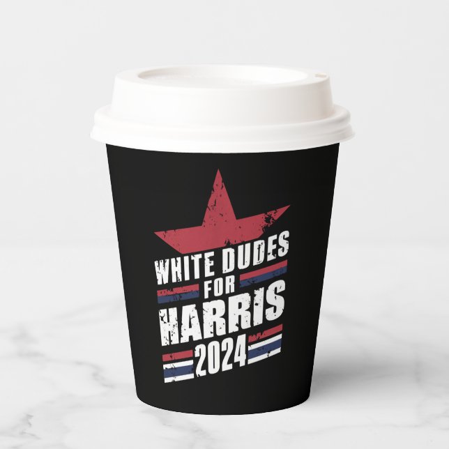 Gobelets En Papier Dudes Blanches Pour Kamala Harris 2024 (Recto)