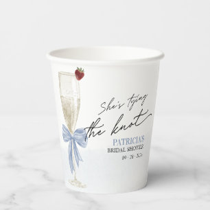 Gobelets En Papier Dusty Blue Bow She's Tying the Knot Fête des marié