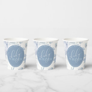 Gobelets En Papier Dusty Blue Floral Baby dans le Baby shower de fleu