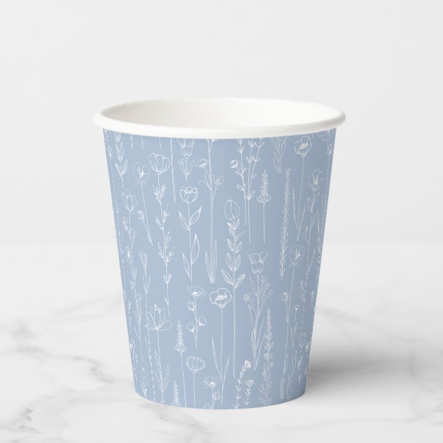 Gobelets En Papier Dusty Blue Wildflower Party Cup | Botanical (Recto)