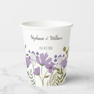 Gobelets En Papier Dusty Purple Spring Floral Mariage Personnalisé