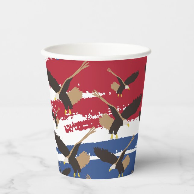 Gobelets En Papier Eagle Bird USA Patriotic American Flag (Recto)