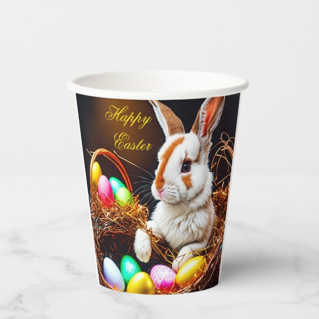 Gobelets En Papier Easter Bunny Basket & Eggs   (Recto)