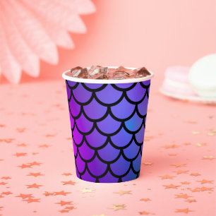 Gobelets En Papier Écaille de Sirène Rose Violet Bleu Fête d'annivers