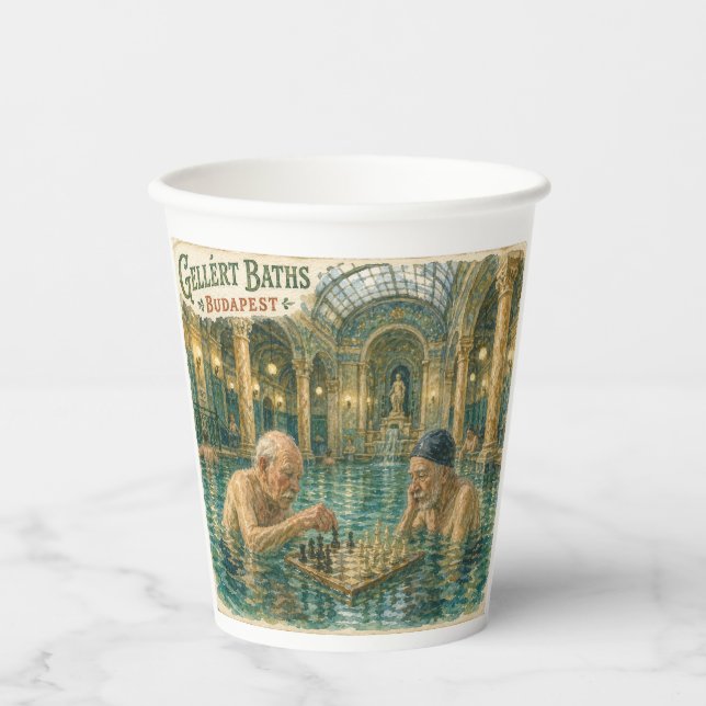 Gobelets En Papier Échecs dans les bains Gellert Budapest Hongrie (Recto)