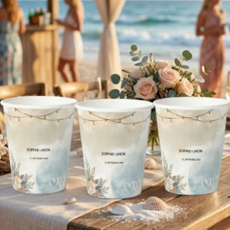 Gobelets En Papier Éclairage de plage Élégant Minimaliste Mariage Mod