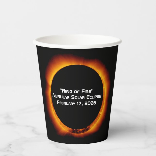 Gobelets En Papier Éclipse solaire annulaire de 2026 (Recto)