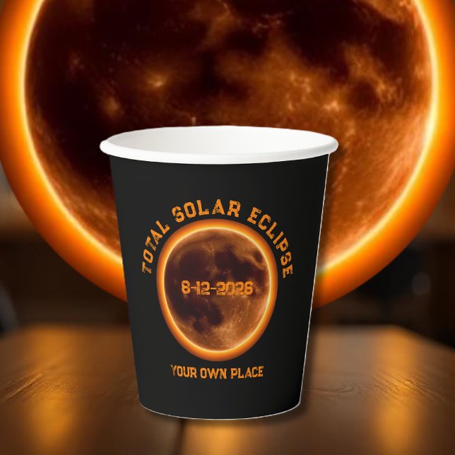 Gobelets En Papier Éclipse solaire totale 12 août 2026 (Total Solar Eclipse August 12 2026 Paper Cups )