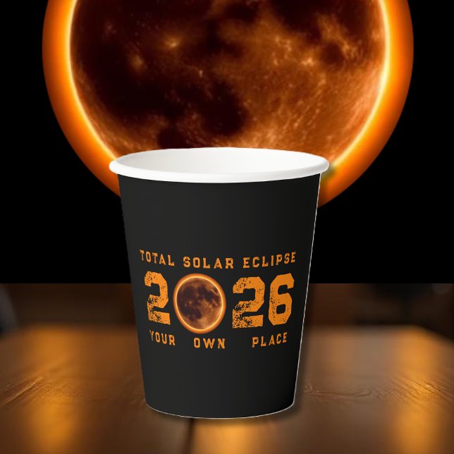 Gobelets En Papier Éclipse solaire totale 12 août 2026 (Total Solar Eclipse August 12 2026 Paper Cups)