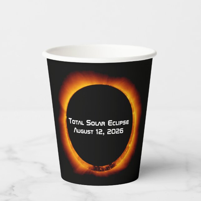 Gobelets En Papier Éclipse solaire totale de 2026 (Recto)