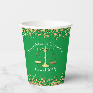 Gobelets En Papier École de Droit de l'avocat Green Gold Parti de gra
