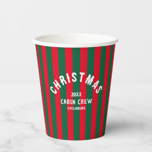 Gobelets En Papier Écran Cabine de Noël Personnalisé Rouge Vert Bande
