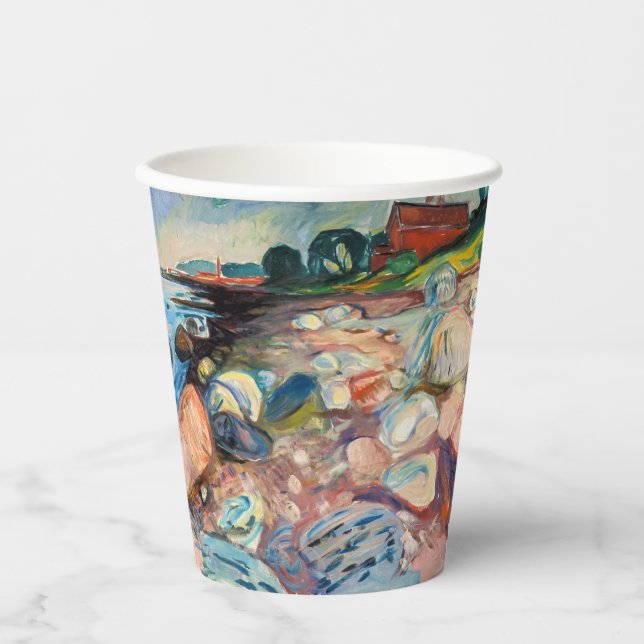 Gobelets En Papier Edvard Munch - Rive avec Maison Rouge (Recto)
