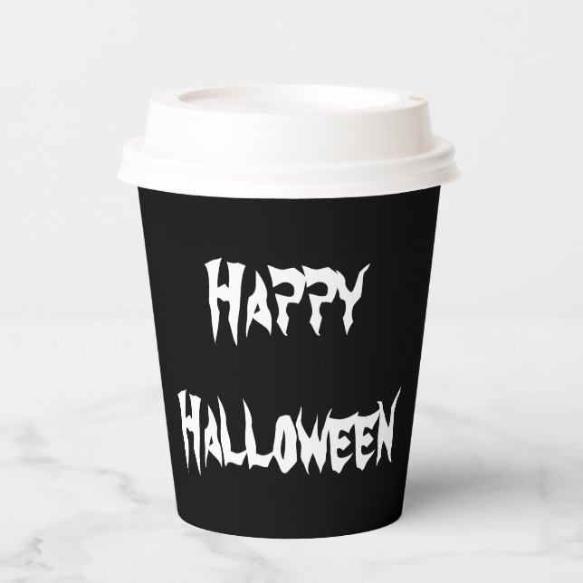 Gobelets En Papier Éffrayant Black Happy Halloween tasse de papier (Recto)
