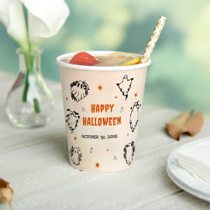 Gobelets En Papier Éffrayant Halloween mignon fantôme