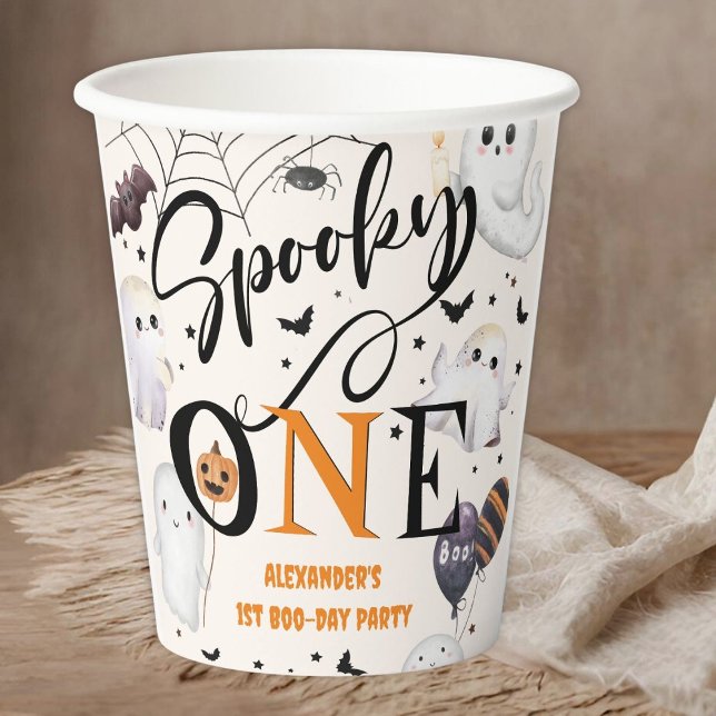 Gobelets En Papier Éffrayant Un Halloween 1er Anniversaire Fête Migno (Créateur téléchargé)