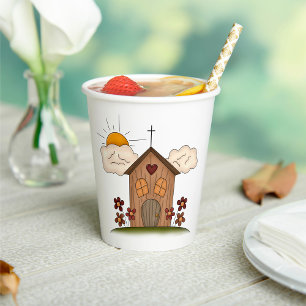 Gobelets En Papier Église en bois