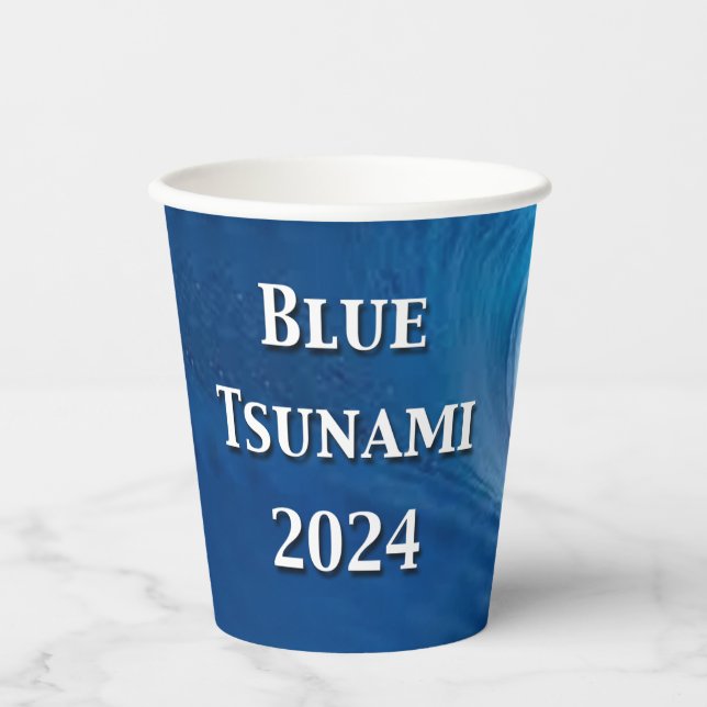 Gobelets En Papier Élection du tsunami bleu 2024 (Recto)