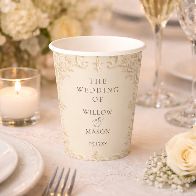 Gobelets En Papier Élégance Baroque de Mariage (Baroque Elegance Wedding Paper Cups)