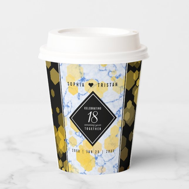 Gobelets En Papier Élégant 18ème anniversaire de Mariage de porcelain (Recto)