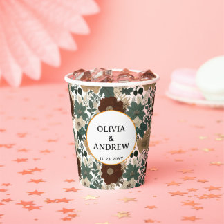 Gobelets En Papier Élégant accent floral palette de couleurs douces