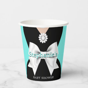 Gobelets En Papier Elégant Aqua Turquoise Glam Tiffany Baby shower