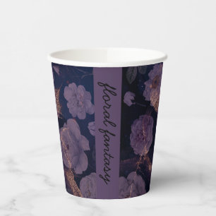 Gobelets En Papier Élégant Boho foncé Floral Purple Imaginaire botani