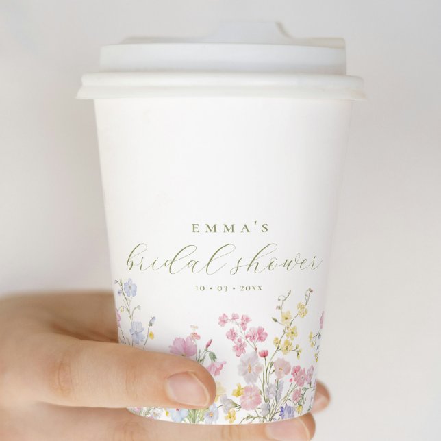 Gobelets En Papier Elegant Boho Wildflowers Bridal shower (Créateur téléchargé)