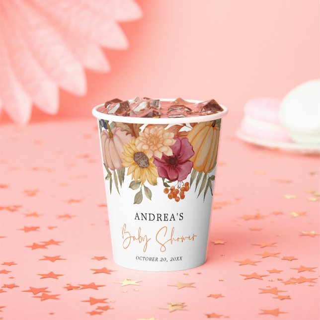 Gobelets En Papier Élégant Citrouille Automne Automne Baby shower Fle (Insitu)