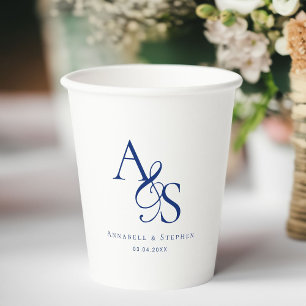 Gobelets En Papier Élégant, Classique, Monogramme, Mariage