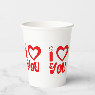 Gobelets En Papier Élégant Coussin de Jeté I Love You | Minimaliste R