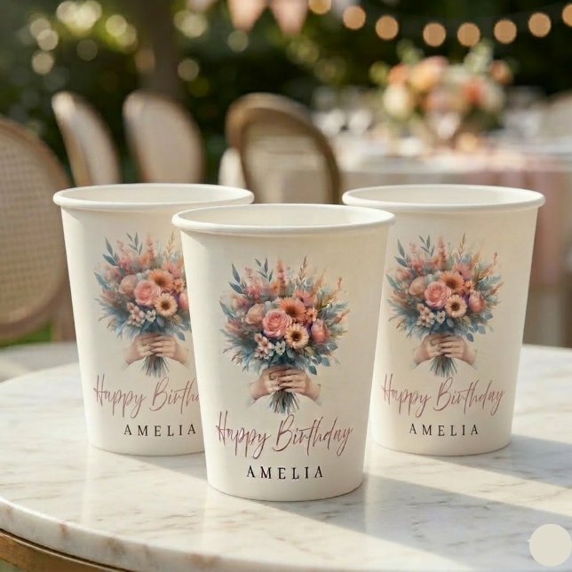 Gobelets En Papier Elegant Floral Sweet 16 Custom Party Cup (Créateur téléchargé)