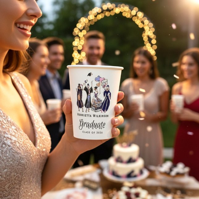 Gobelets En Papier Elegant Fun Graduate Tossed Cap Class of 2026  (Créateur téléchargé)