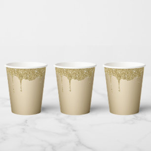 Gobelets En Papier Élégant Glitterie Or Fondu