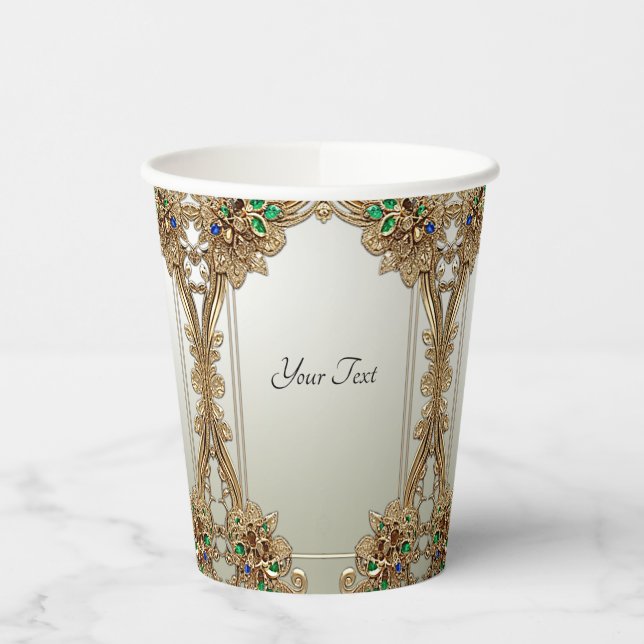 Gobelets En Papier Elegant Gold Ornate Paper cup (Gauche)