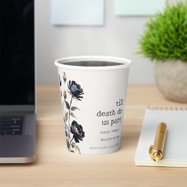 Gobelets En Papier Elégant gothique noir Rose noir Mariage (Insitu)