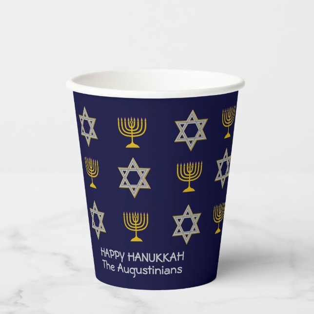Gobelets En Papier Élégant Hanoukka de marine (Recto)