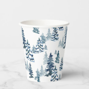 Gobelets En Papier Élégant hiver Woodland Snowy Fir Forest Noël