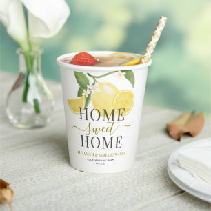 Gobelets En Papier Élégant Home Sweet Home Lemon Theme Party