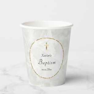 Gobelets En Papier élégant marbre Baptême tasse de papier