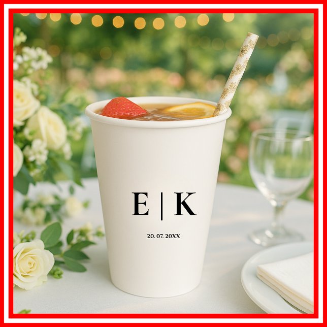 Gobelets En Papier Elegant Modern Monogram Simple Wedding (Créateur téléchargé)