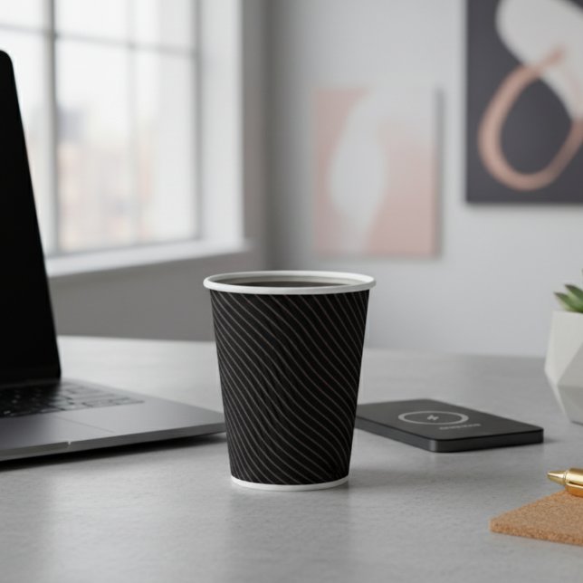 Gobelets En Papier Élégant moderne rayé noir (Créateur téléchargé)