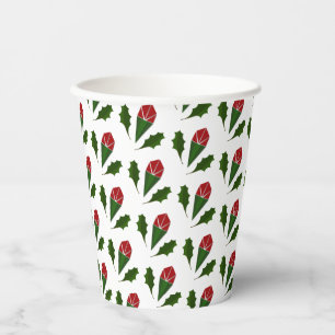 Gobelets En Papier Élégant motif floral Abstrait Roses et Feuilles