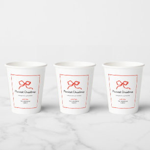 Gobelets En Papier Élégant Noël traditionnel arc rouge moderne